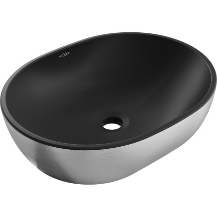 Mexen Viki, umyvadlo na desku 48x35x14 cm, černá matná-stříbrný vzor, ​​21054873