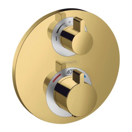 Hansgrohe Ecostat S, termostatická baterie pod omítku na 2 spotřebiče, leštěný vzhled zlata 15758990
