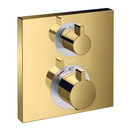 Hansgrohe Ecostat Square, termostatická baterie pod omítku na 2 spotřebiče, leštěný vzhled zlata 15714990