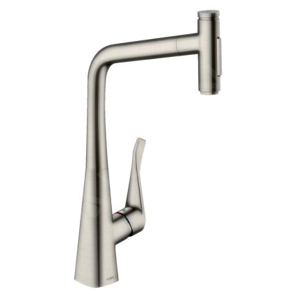 Hansgrohe M71, dřezová baterie M7117-H320 s výsuvnou sprškou, sBOX, vzhled nerezavějící oceli 73816800
