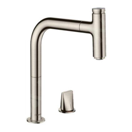 Hansgrohe M71, dřezová baterie M7119-H200 s výsuvnou sprškou, 2-otvorová instalace, sBOX, vzhled nerezový 73804800