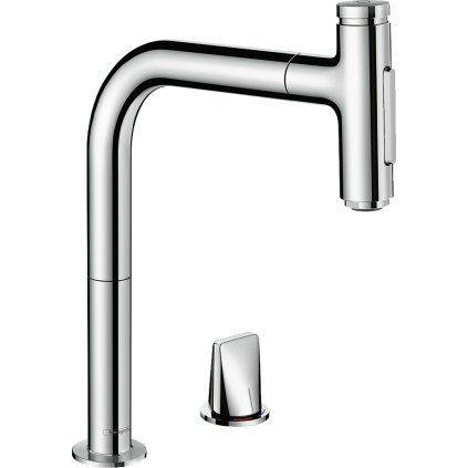 Hansgrohe M71, dřezová baterie M7120-H200 s výsuvnou sprškou, 2-otvorová instalace, sBOX, chromová, 73818000