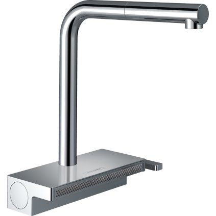 Hansgrohe M81, dřezová baterie Aquno Select s výsuvnou koncovkou a plochým sprchovým proudem, sBox, chromová, 73830000