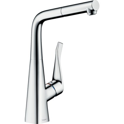Hansgrohe Metris New, páková kuchyňská baterie 320, s vytahovacím výtokem, chromová, 14821000