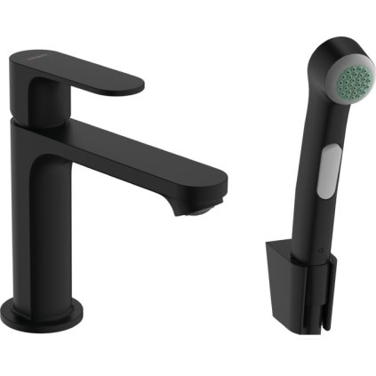 Hansgrohe Rebris S, umyvadlová baterie 110 s ruční sprchou Bidette a sprchovou hadicí 160 cm, bez odtokové soupravy, černá matná, 72215670