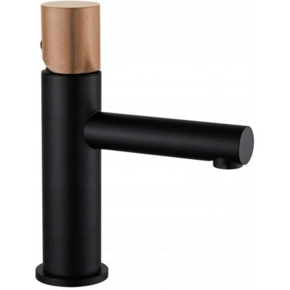 Mexen ELBA ONE - umyvadlová baterie s designovým ovládáním, Černá-Růžové-zlato, 74101-76