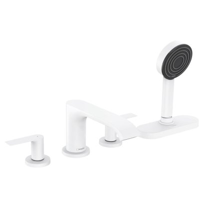 Hansgrohe Vivenis, baterie na okraj vany, 4-otvorová instalace, sBox, bílá matná, 75444700