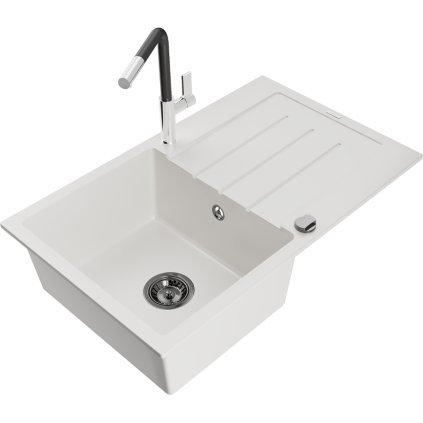 258020 mexen bruno 1 komorovy granitovy drez 795x495x200 mm a drezova bateria flora biela 6513 20 670401 07 b