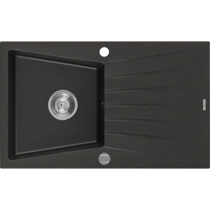 Mexen Cesar - dřez granitový 77,5x47,0cm, 1-komorový, černá-zlatá, 6514771010-75