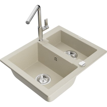 269914 mexen carlos 1 5 komorovy granitovy drez 582x475x177 mm a drezova bateria flora bezova 6518 69 670401 00
