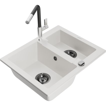 269902 mexen carlos 1 5 komorovy granitovy drez 582x475x177 mm a drezova bateria flora biela 6518 20 670401 07 b
