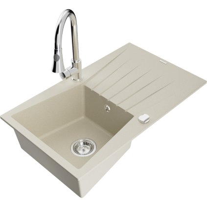 271704 3 mexen cesar 1 komorovy granitovy drez 775x470x190 mm a drezova bateria elia bezova 6514 69 670101 00