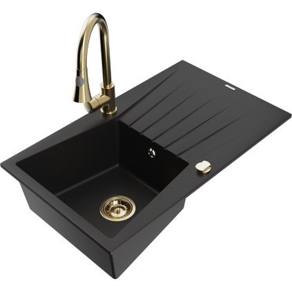 271776 mexen cesar 1 komorovy granitovy drez 775x470x190 mm a drezova bateria elia cierna 6514 77 670101 50