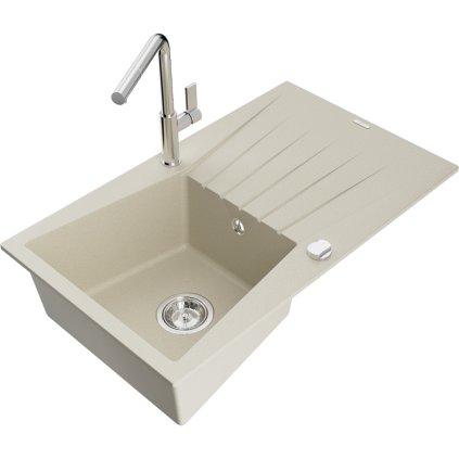 269083 mexen cesar 1 komorovy granitovy drez 775x470x190 mm a drezova bateria flora bezova 6514 69 670401 00