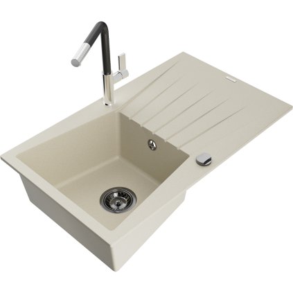 269089 3 mexen cesar 1 komorovy granitovy drez 775x470x190 mm a drezova bateria flora bezova 6514 69 670401 07 b