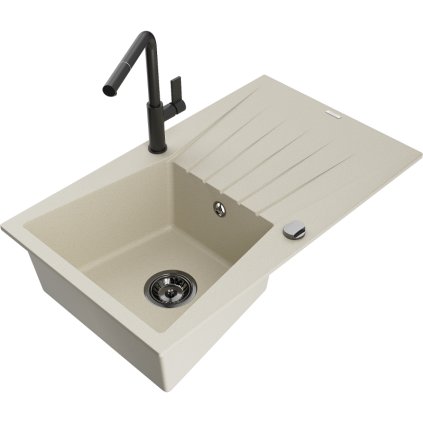269101 3 mexen cesar 1 komorovy granitovy drez 775x470x190 mm a drezova bateria flora bezova 6514 69 670401 70 b