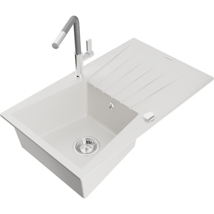 269065 mexen cesar 1 komorovy granitovy drez 775x470x190 mm a drezova bateria flora biela 6514 20 670401 06