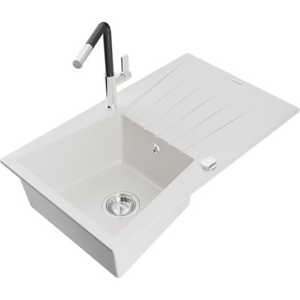 269068 mexen cesar 1 komorovy granitovy drez 775x470x190 mm a drezova bateria flora biela 6514 20 670401 07