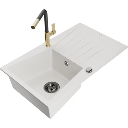 269077 mexen cesar 1 komorovy granitovy drez 775x470x190 mm a drezova bateria flora biela 6514 20 670401 57 b