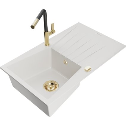 269074 mexen cesar 1 komorovy granitovy drez 775x470x190 mm a drezova bateria flora biela 6514 20 670401 57 g