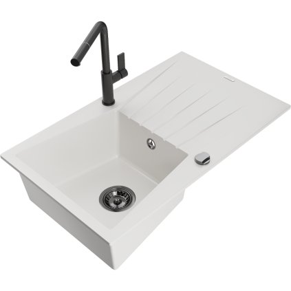 269080 mexen cesar 1 komorovy granitovy drez 775x470x190 mm a drezova bateria flora biela 6514 20 670401 70 b