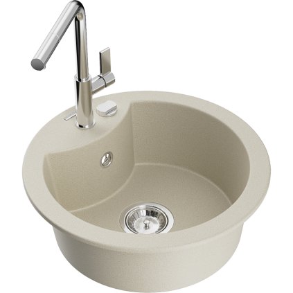 257876 mexen diego 1 komorovy granitovy drez 488x488x167 mm a drezova bateria flora bezova 6512 69 670401 00