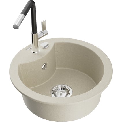 257879 mexen diego 1 komorovy granitovy drez 488x488x167 mm a drezova bateria flora bezova 6512 69 670401 07