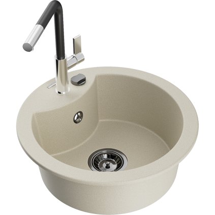 257882 mexen diego 1 komorovy granitovy drez 488x488x167 mm a drezova bateria flora bezova 6512 69 670401 07 b