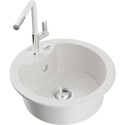 257855 3 mexen diego 1 komorovy granitovy drez 488x488x167 mm a drezova bateria flora biela 6512 20 670401 02