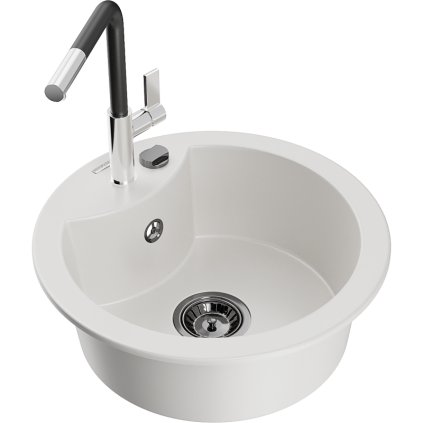 257864 mexen diego 1 komorovy granitovy drez 488x488x167 mm a drezova bateria flora biela 6512 20 670401 07 b