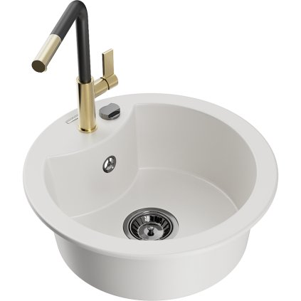 257870 mexen diego 1 komorovy granitovy drez 488x488x167 mm a drezova bateria flora biela 6512 20 670401 57 b