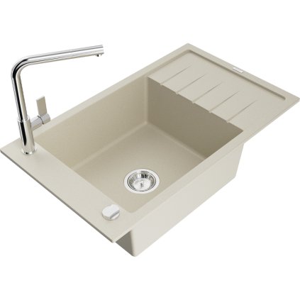 257738 3 mexen elias 1 komorovy granitovy drez 795x480x200 mm a drezova bateria flora bezova 6511 69 670401 00