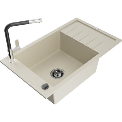 272307 mexen elias 1 komorovy granitovy drez 795x480x200 mm a drezova bateria flora bezova 6511 69 670401 07 b
