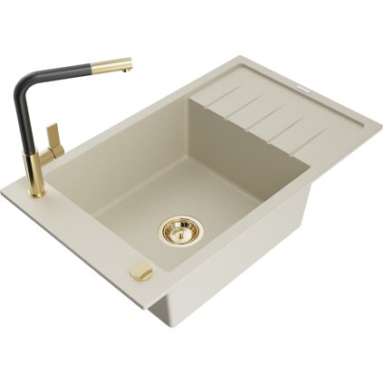 257744 mexen elias 1 komorovy granitovy drez 795x480x200 mm a drezova bateria flora bezova 6511 69 670401 57 g