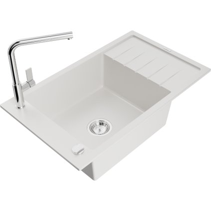 257717 mexen elias 1 komorovy granitovy drez 795x480x200 mm a drezova bateria flora biela 6511 20 670401 00