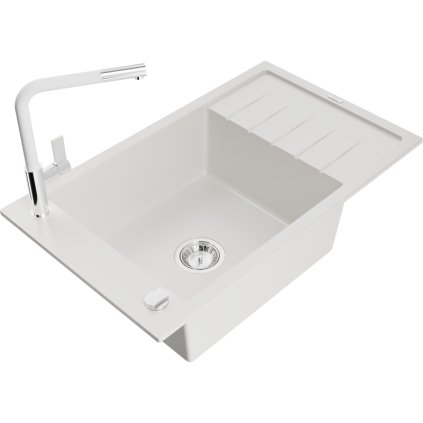 257720 mexen elias 1 komorovy granitovy drez 795x480x200 mm a drezova bateria flora biela 6511 20 670401 02