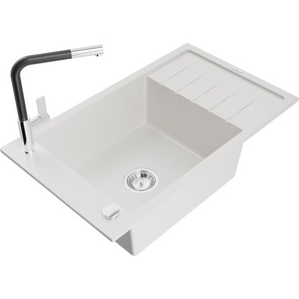 257726 mexen elias 1 komorovy granitovy drez 795x480x200 mm a drezova bateria flora biela 6511 20 670401 07