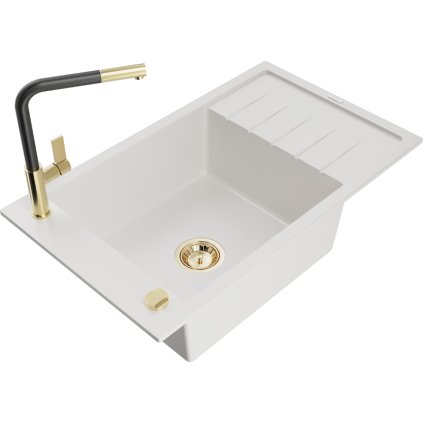 257732 mexen elias 1 komorovy granitovy drez 795x480x200 mm a drezova bateria flora biela 6511 20 670401 57 g