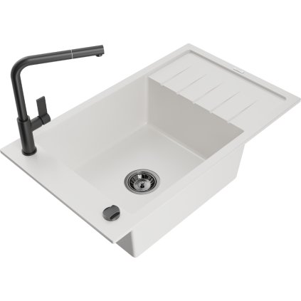257735 mexen elias 1 komorovy granitovy drez 795x480x200 mm a drezova bateria flora biela 6511 20 670401 70 b