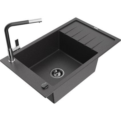 257801 mexen elias 1 komorovy granitovy drez 795x480x200 mm a drezova bateria flora cierna skvrnita 6511 76 670401 07 b