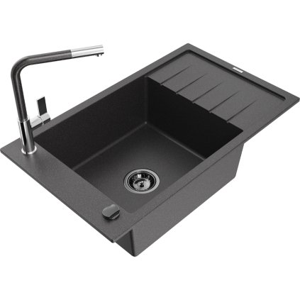 257807 3 mexen elias 1 komorovy granitovy drez 795x480x200 mm a drezova bateria flora cierna skvrnita 6511 76 670401 08 b