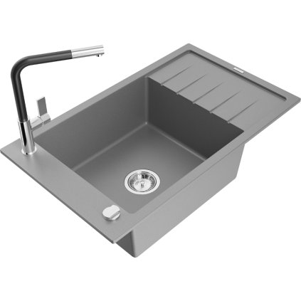 257756 3 mexen elias 1 komorovy granitovy drez 795x480x200 mm a drezova bateria flora seda 6511 71 670401 07
