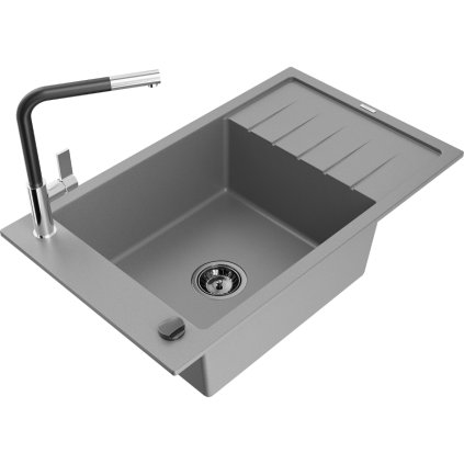 257759 3 mexen elias 1 komorovy granitovy drez 795x480x200 mm a drezova bateria flora seda 6511 71 670401 07 b