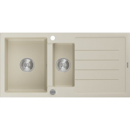 Mexen Andres - granitový dřez 100,0x50,0cm, 1,5-komorový, béžová, 6515101510-69