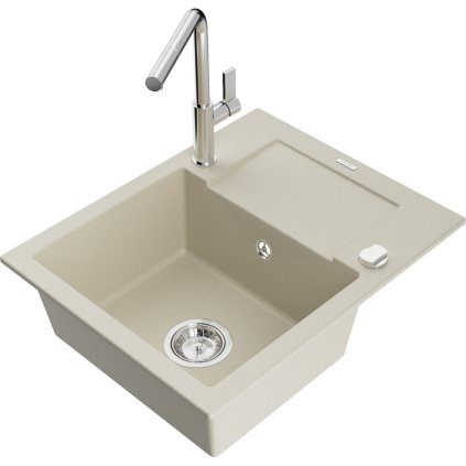 269179 3 mexen enzo 1 komorovy granitovy drez 576x465x174 mm a drezova bateria flora bezova 6506 69 670401 00