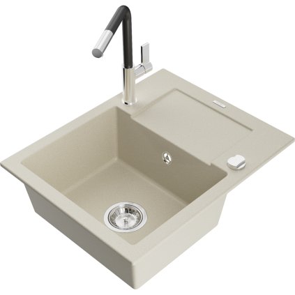 269182 3 mexen enzo 1 komorovy granitovy drez 576x465x174 mm a drezova bateria flora bezova 6506 69 670401 07