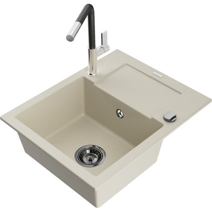 269185 mexen enzo 1 komorovy granitovy drez 576x465x174 mm a drezova bateria flora bezova 6506 69 670401 07 b