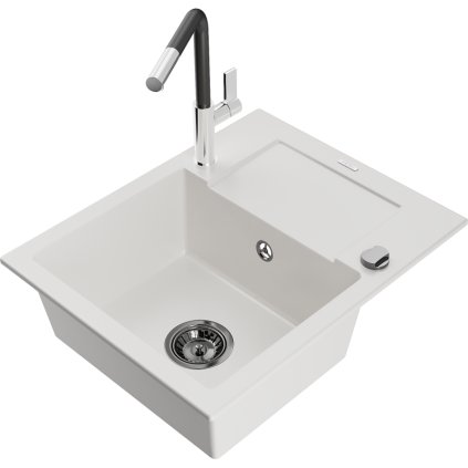 269167 mexen enzo 1 komorovy granitovy drez 576x465x174 mm a drezova bateria flora biela 6506 20 670401 07 b