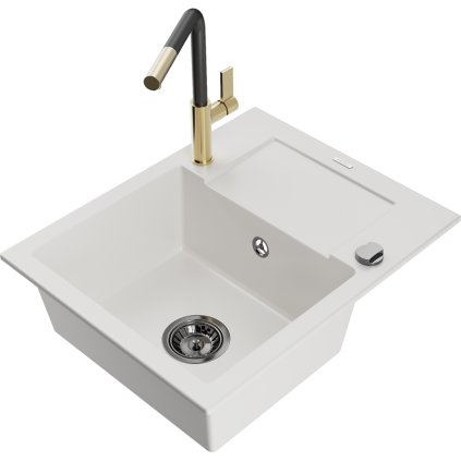 269173 mexen enzo 1 komorovy granitovy drez 576x465x174 mm a drezova bateria flora biela 6506 20 670401 57 b