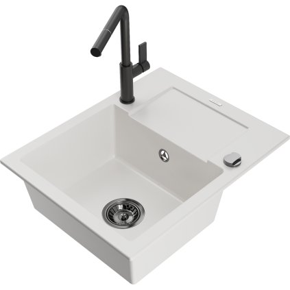 269176 3 mexen enzo 1 komorovy granitovy drez 576x465x174 mm a drezova bateria flora biela 6506 20 670401 70 b
